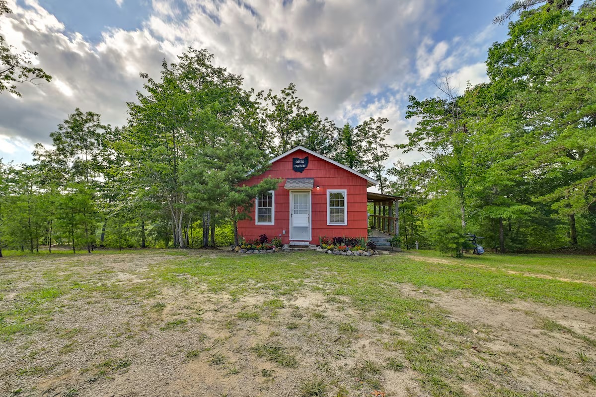 Cabin with dramatic sky