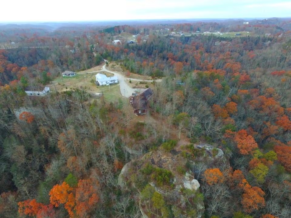 Aerial drone view in fall